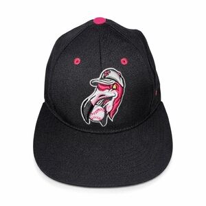 Zephyr Fitted Hat Size S Black Pink Bird Baseball Mascot Logo Cap EUC